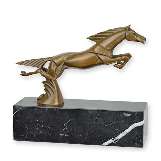 Mascota cal-statueta din bronz cu un soclu din marmura