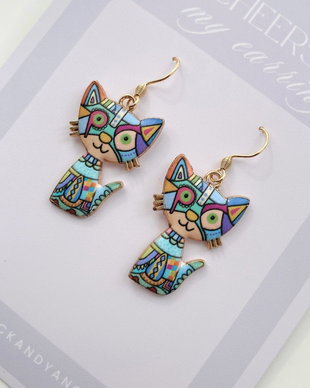 CERCEI AURII CU PISICI CAT MANIA BLUE