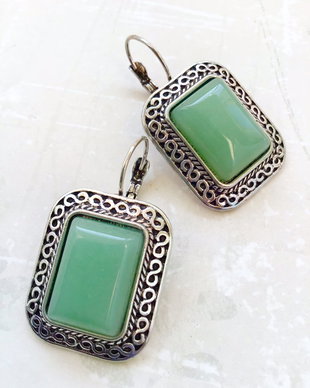 Cercei vintage Aventurin verde