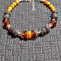 Bratara argint ambra chihlimbar nuante cognac miere lava boho chic trendy cadou - Transport gratuit