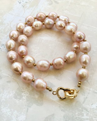 Colier perle de cultura baroc nude rose