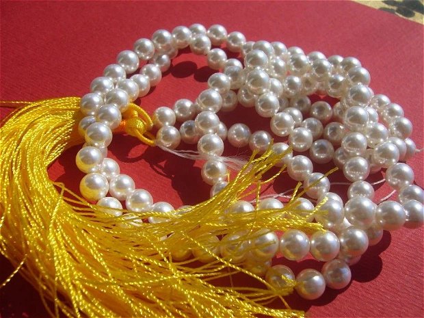 Perle albe tip Mallorca aprox 6 mm