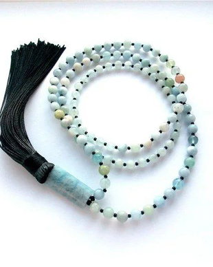Colier Mala 108+1*Acvamarin*Meditatie si rugaciune*Scorpion