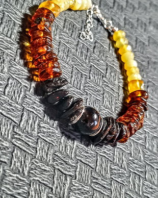 Bratara argint chihlimbar ambra opal galben onix gradient ombre disc boho chic trendy - Transport gratuit