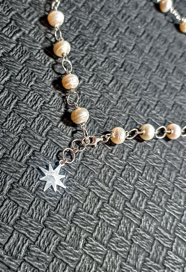 Colier argint perle naturale de cultura charm stera lant argint inchidere frontala contemporan trendy - Transport gratuit