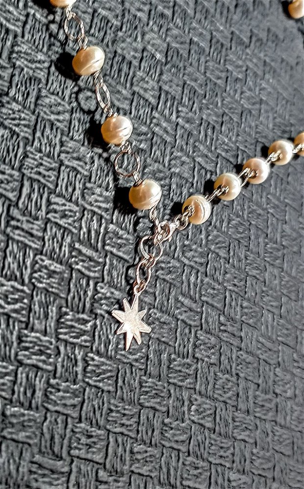 Colier argint perle naturale de cultura charm stera lant argint inchidere frontala contemporan trendy - Transport gratuit