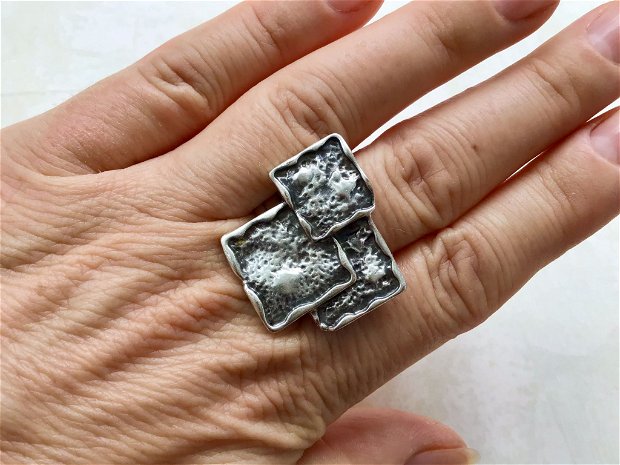Inel medieval zamac argintat