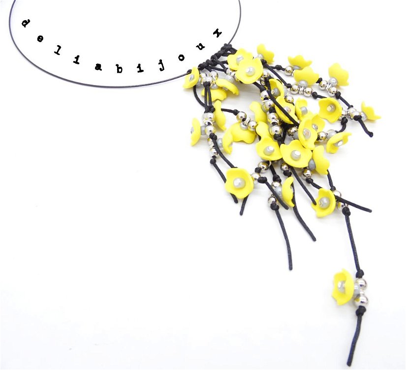Colier handmade statement unicat -floral - foamiran (cod999)