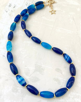 Colier CHOKER agate albastre