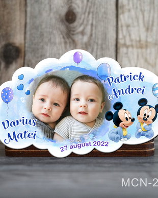 Marturii botez gemeni - Marturie magnet - Mickey Mouse