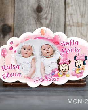 Marturii botez gemeni - Magnet frigider - Minnie Mouse