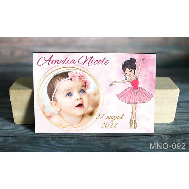 Marturii botez handmade fetite - Magneti personalizati cu poza - Tematica Balerina