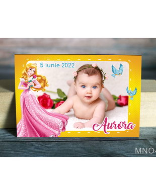 Marturii botez fetite - Magneti personalizati foto - Printesa Aurora