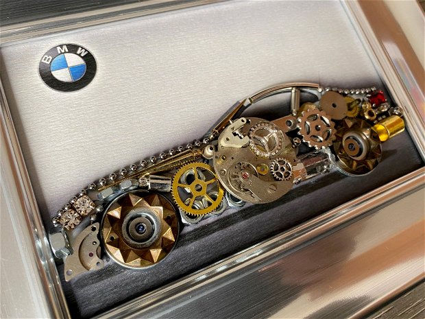 Masina model BMW Cod M 624・Tablou masina Bmw・Cadouri pentru iubit・Decoratiune din piese de ceas