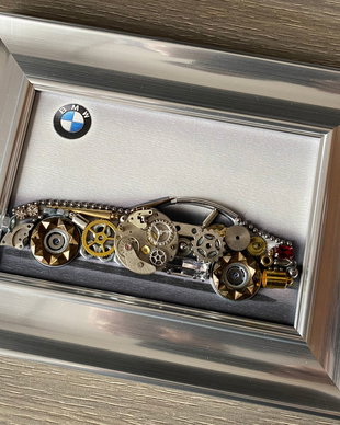 Masina model BMW Cod M 624・Tablou masina Bmw・Cadouri pentru iubit・Decoratiune din piese de ceas