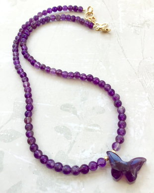 Colier CHOKER Fluture ametist