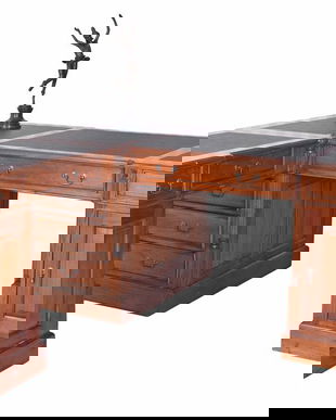 Birou englezesc de colt din lemn mahon