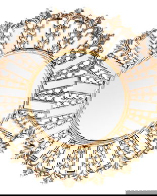 Oglinda aurie din cristal cu rama halou