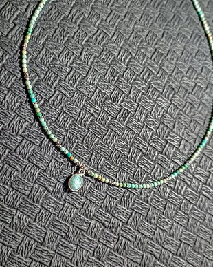 Colier argint amazonit turcoar natural Peru charm minimalist boho chic trendy - Transport gratuit