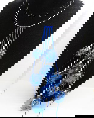 Colier statement handmade unicat - PET-uri (plastic) reciclate - flori (cod1000)