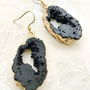 Cercei agate druzy negri & alama aurita