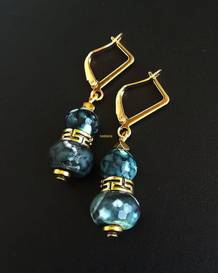 cercei agate crabfire verde inchis
