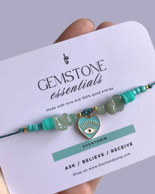 BRATARA CRISTAL DE AVENTURIN VERDE CU PANDANTIV EVIL EYE - PROSPERITATE SI ABUNDENTA
