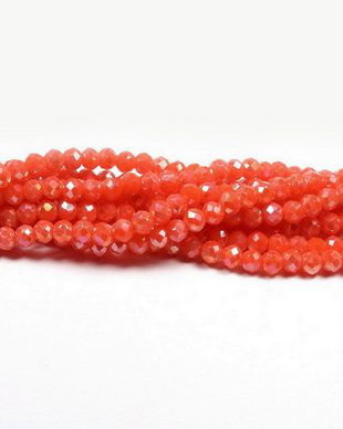 Cristale din sticla, rondelle, opace, 2.5x2 mm, AB, rosu orange-B23