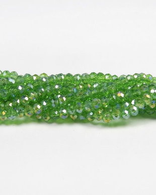 Cristale din sticla, rondelle, 3x2 mm, AB, verzi-D020-23