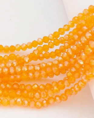 Cristale din sticla, rondelle, 3x2.5 mm, transparente, AB, portocalii-B01