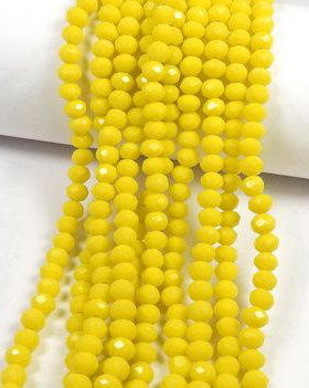 Cristale din sticla, rondelle, 3x2.5 mm, opace, galbene-33