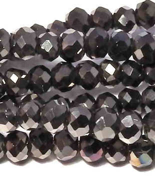 Cristale din sticla, rondelle, opace, electroplacate, 3x2.5 mm, negre-UA08