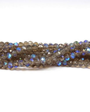 Cristale din sticla, rondelle, 3x2.5 mm, electroplacate, AB, fumurii-L06