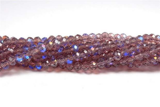 Cristale din sticla, rondelle, 3x2.5 mm, electroplacate, AB, purpurii-L14