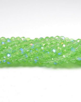 Cristale din sticla, rondelle, 3x2.5 mm, electroplacate, AB, verde deschis-L17