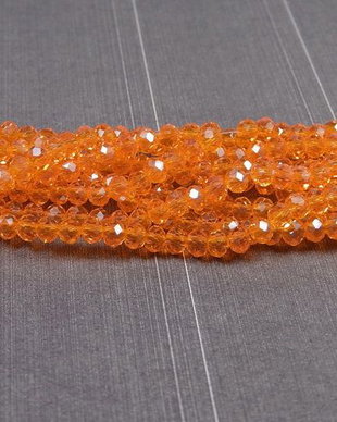 Cristale din sticla, rondelle, 3x2.5 mm, lucioase, portocalii-A23
