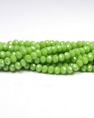 Cristale din sticla, rondelle, 3x2.5 mm, opace, lucioase, verde deschis-A28
