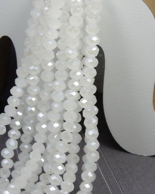 Cristale din sticla, rondelle, 3.5x3 mm, opace, lucioase, albe-A01