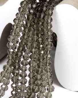 Cristale din sticla, rondelle,3.5x3 mm, transparente, gri-D16
