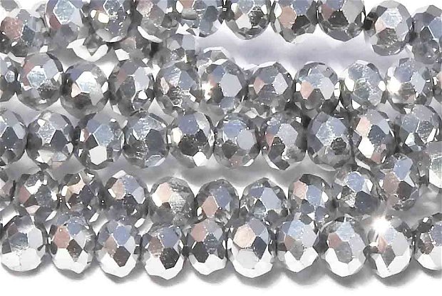 Cristale din sticla, rondelle, 3.5x3 mm, argintii-UA05