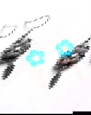 cercei fimo cu flori bleu 45160