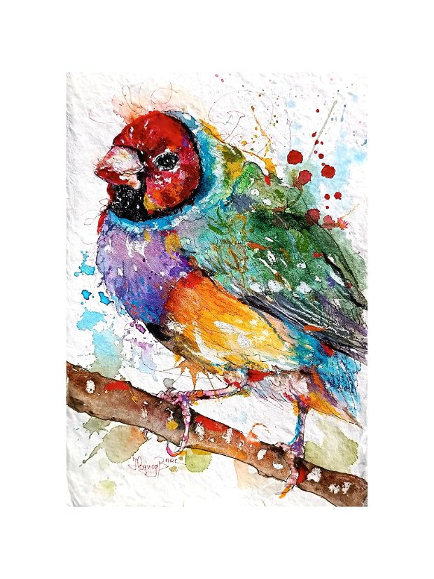 Tablou Colorful BIRD - Pictura Originală în Acuarelă - Birds Collection