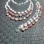 Set argint X3 colier bratara cuart de stanca roz cherry nugget gradient boho chic romantic - Transport gratuit