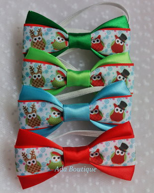 Mini papion de Craciun - bufnite simpatice colorate