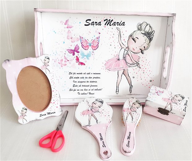 Tavita/set de mot fetita balerina in roz