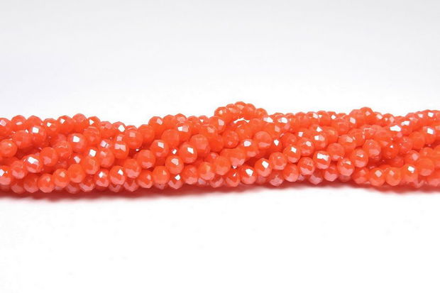 Cristale din sticla, rondelle,3.5x3 mm, opace, lucioase, rosu orange-A27