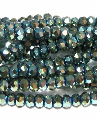 Cristale din sticla, rondelle, 4x3 mm, verzi