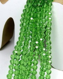 Cristale din sticla, rondelle, 4x3.5 mm, verzi-D11