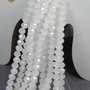 Cristale din sticla, rondelle, 4x3 mm, opace, lucioase, albe-A08