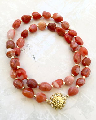 Colier CHOKER agate rosii naturale